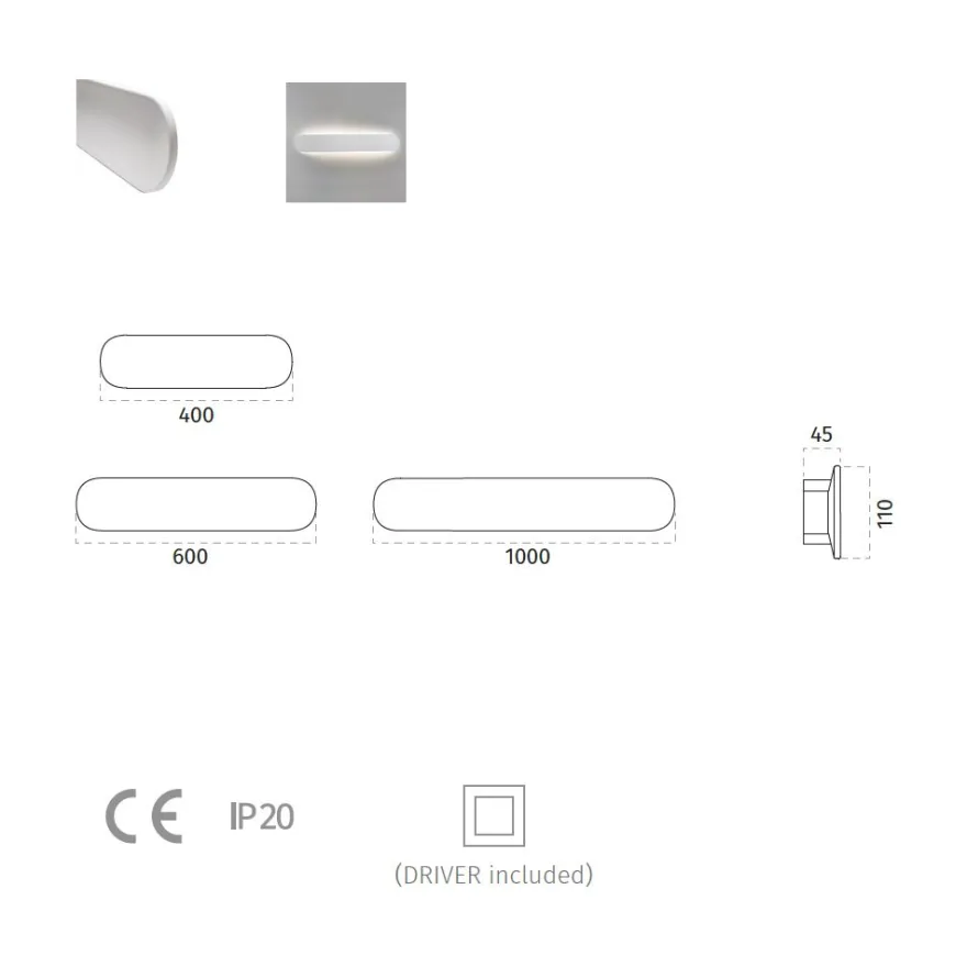 BONNI Lange Wandleuchte mit LED Up- und Downlight