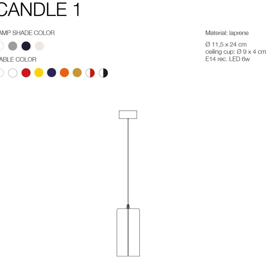 CANDLE 1 Design Pendelleuchte zylindrisch