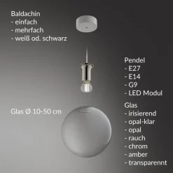 LABELL Glas-Pendelleuchte einzeln Ø 10 cm