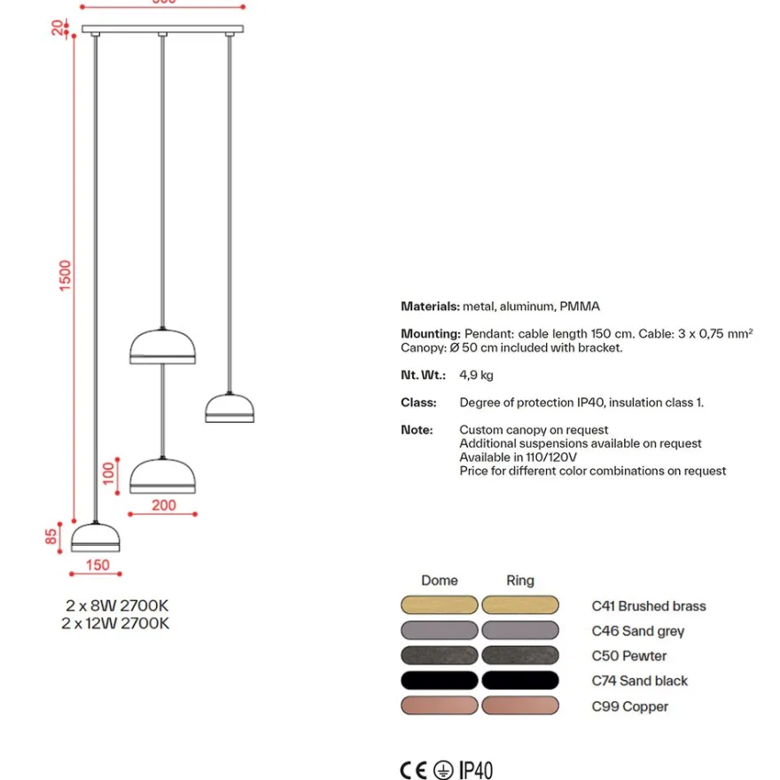 POLLY Italienische LED Pendelleuchte 4-flammig
