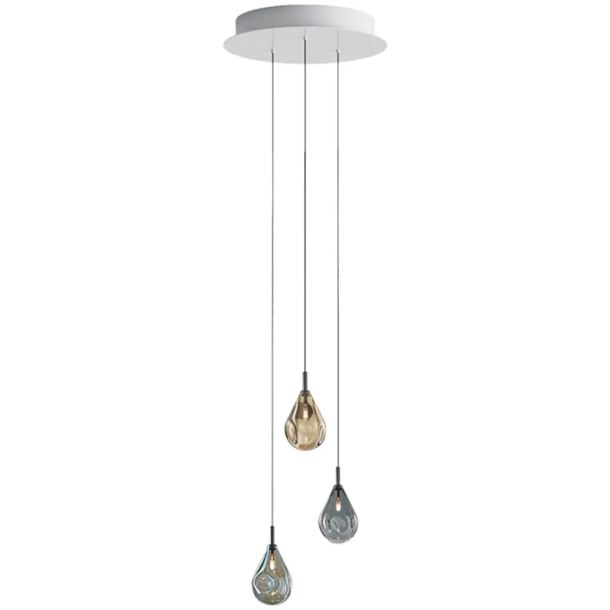 SOAP MINI Kaskaden Leuchte mit 3 Pendeln farbig