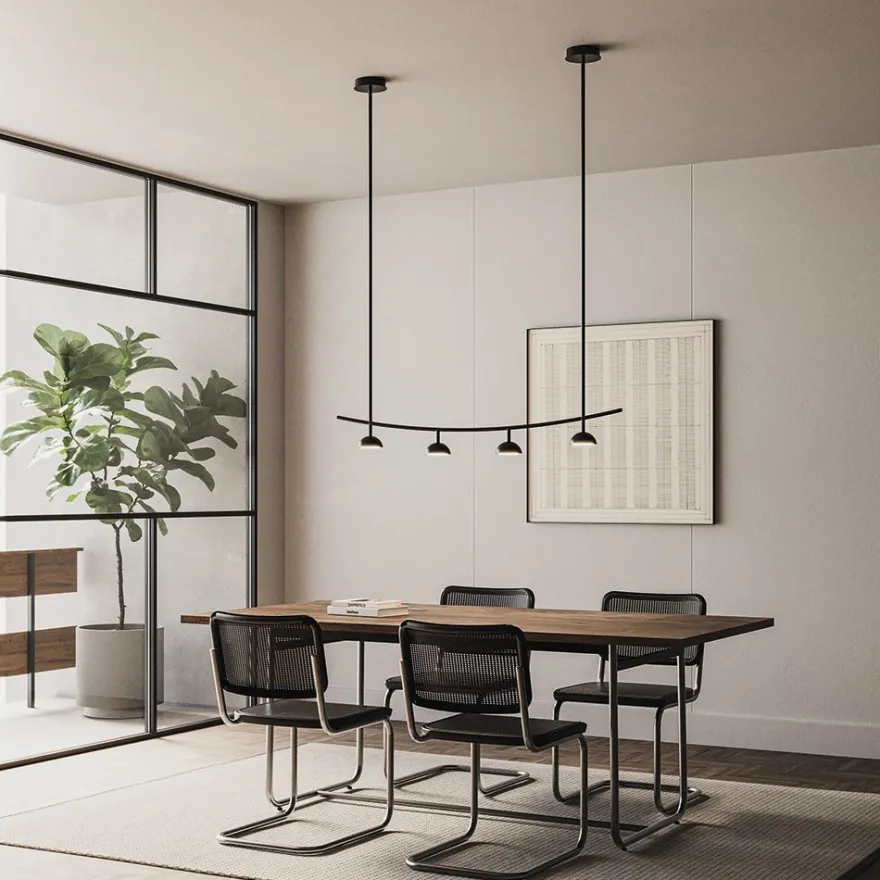 TANA Lange Design Hängeleuchte in Schwarz