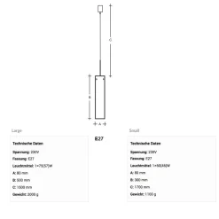 WANIA Zylindrische Glas-Pendelleuchte